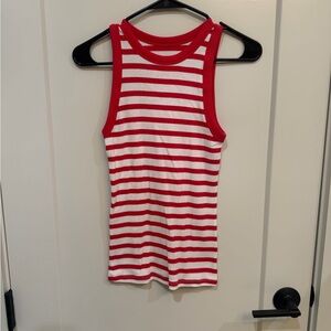 a new day Red and White Striped Tank Top
